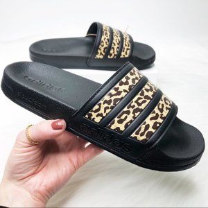 adilette shower slides women's leopard